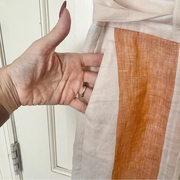 NWOT Anthropologie Ett:Twa 100% Linen Wide Leg Pants 00 Striped Office - Picture 8 of 12